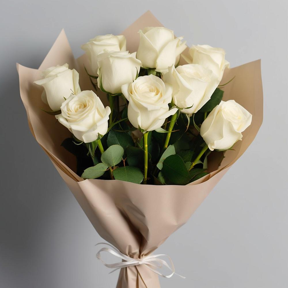 Букет 9 Белых роз Эдлесс Лав в Саратове